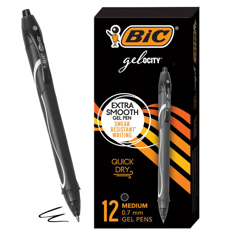 Gel-ocity&reg; Quick Dry Retractable Gel Pens, Black, Pack of 12