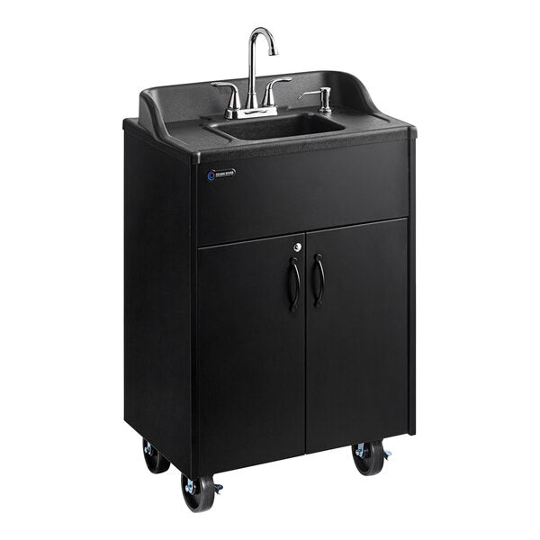Premier Black Portable Hot Water Hand Sink with Laminate Cabinet and Single Basin