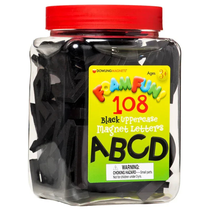 Foam Fun!&trade; Uppercase Black Magnetic Letters, 108 Pieces