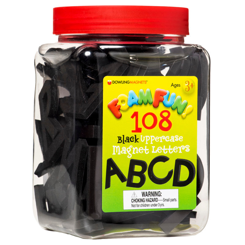 Foam Fun!&trade; Uppercase Black Magnetic Letters, 108 Pieces