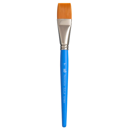 Select Artiste Flat Wash Brush, Synthetic Bristles, Short Handle Mixed Media Paintbrush, Jewel Blue, Size 1 inch, 1 Count