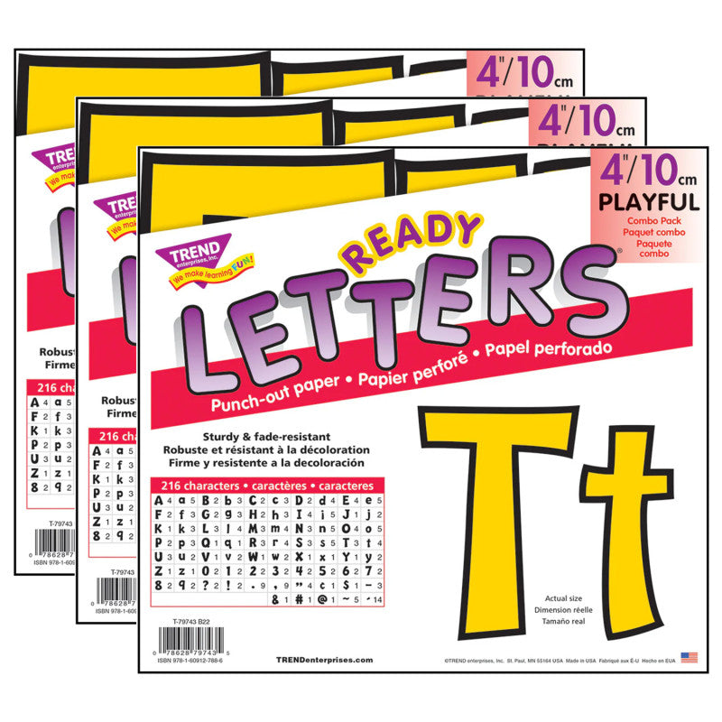 Yellow 4" Playful Combo Ready Letters&reg;, 3 Packs