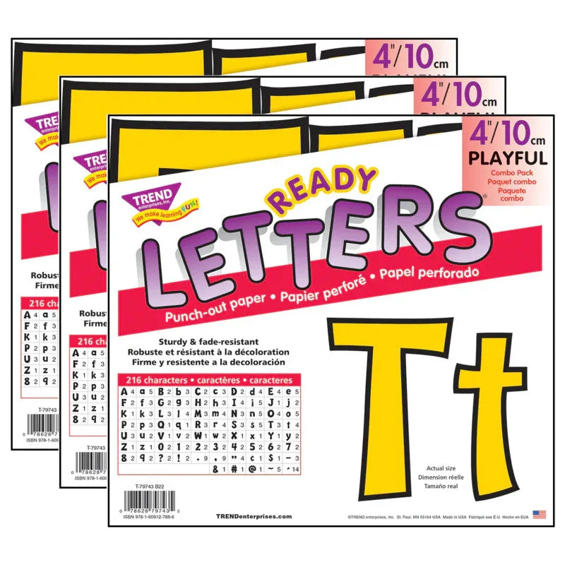 Yellow 4" Playful Combo Ready Letters&reg;, 3 Packs