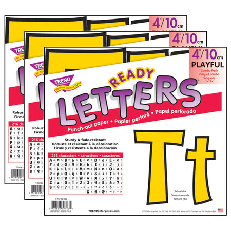 Yellow 4" Playful Combo Ready Letters&reg;, 3 Packs
