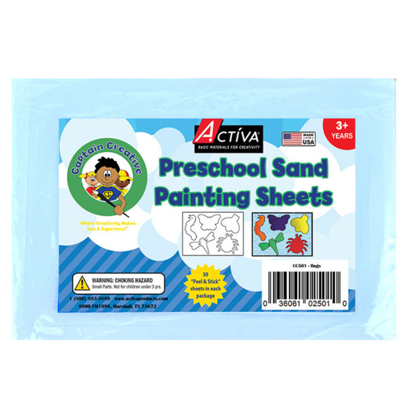 Preschool Sand Art Sheets, Bugs Theme, 5x7 in, 30 Sheets