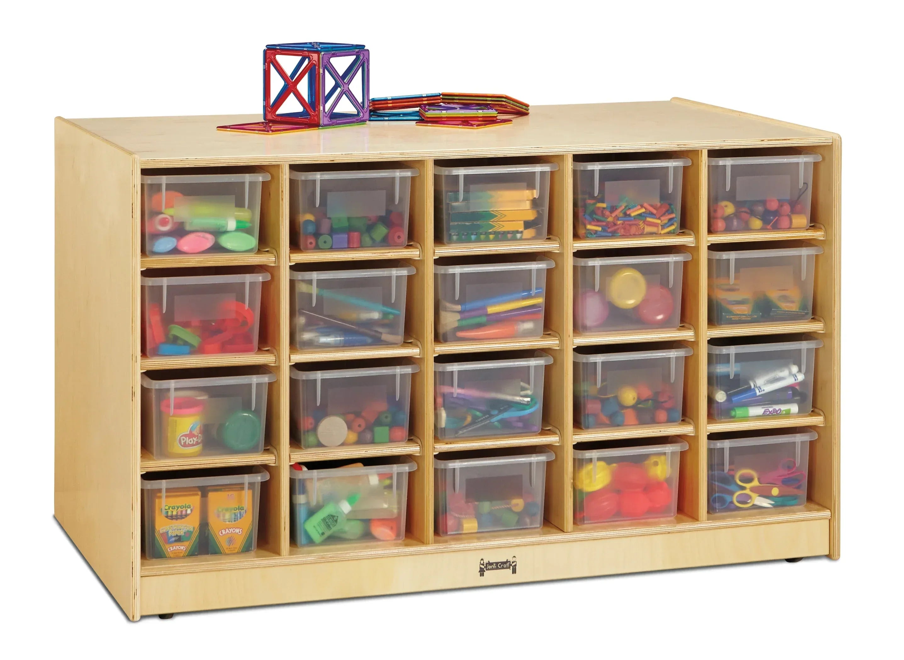Jonti-Craft® Double-Sided Island – Single + 20 Cubbie-Tray - with Clear Trays