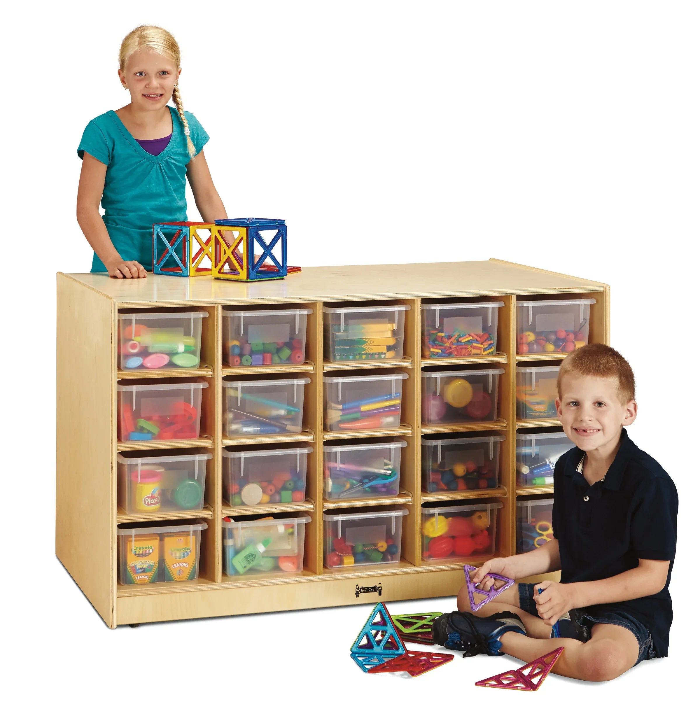 Jonti-Craft® Double-Sided Island – 40 Cubbie-Tray - with Colored Trays