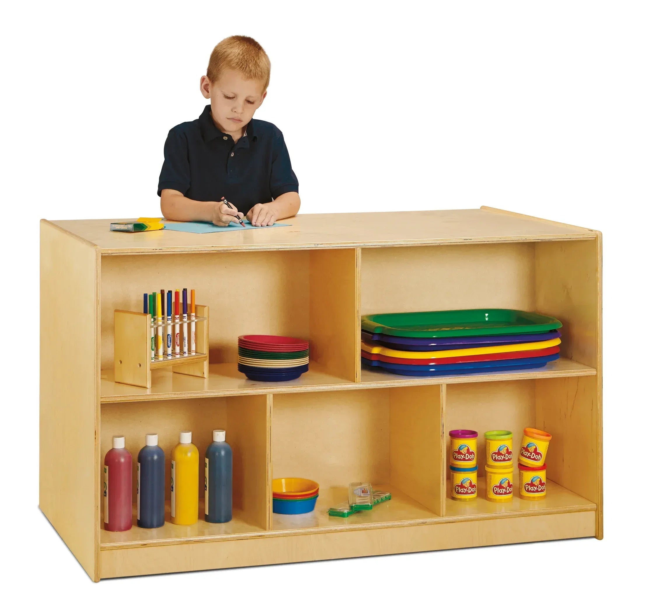 Jonti-Craft® Double-Sided Island – Single + 20 Cubbie-Tray - with Colored Trays