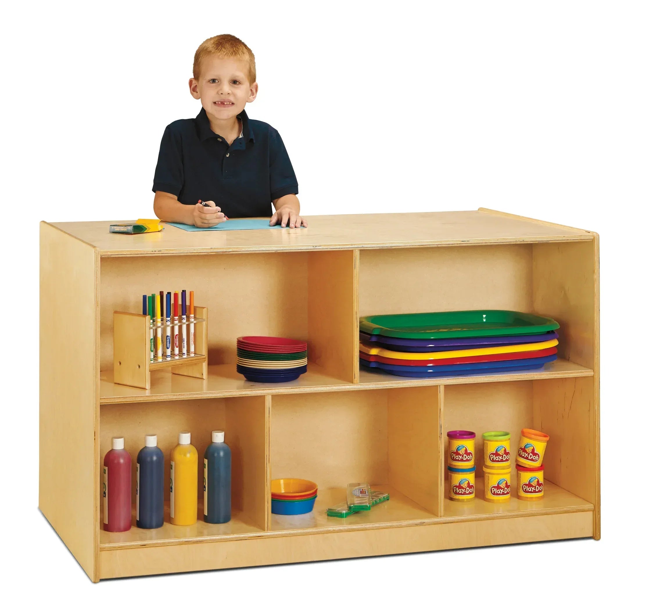 Jonti-Craft® Double-Sided Island – Single + 20 Cubbie-Tray - with Colored Trays