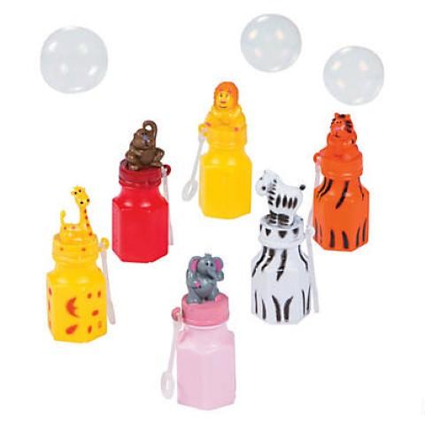 Plastic Zoo Animal Character Bubble Bottles - 12/pk