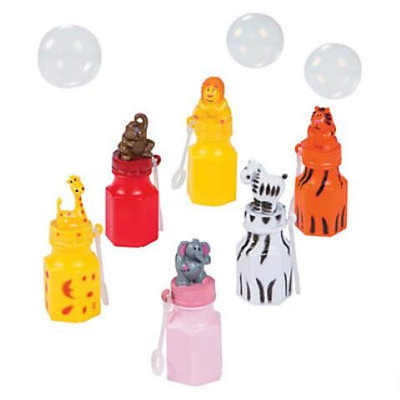 Plastic Zoo Animal Character Bubble Bottles - 12/pk