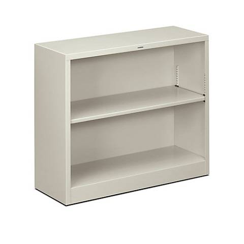 HON Brigade 2-Shelf Metal Bookcase 12.63"D x 34.5"W x 29.0"H, Light gray, HONS30ABC