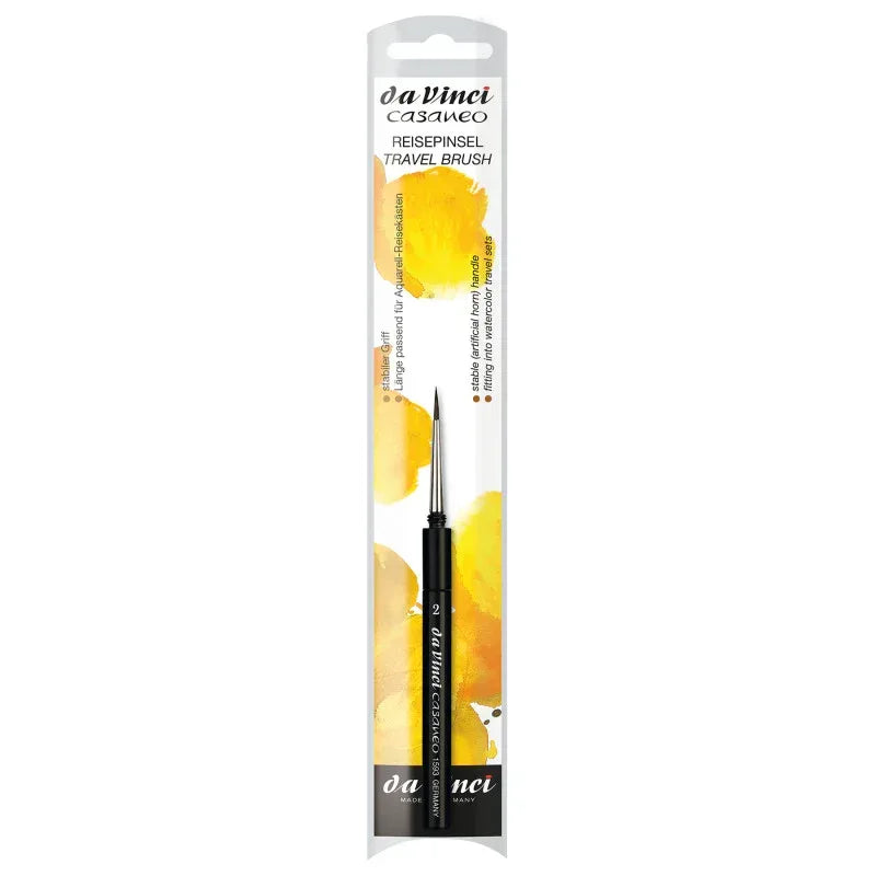CASANEO Travel Pocket Brush, Extra Soft Synthetic, Watercolor, Round, Series 1593TP, Size 2
