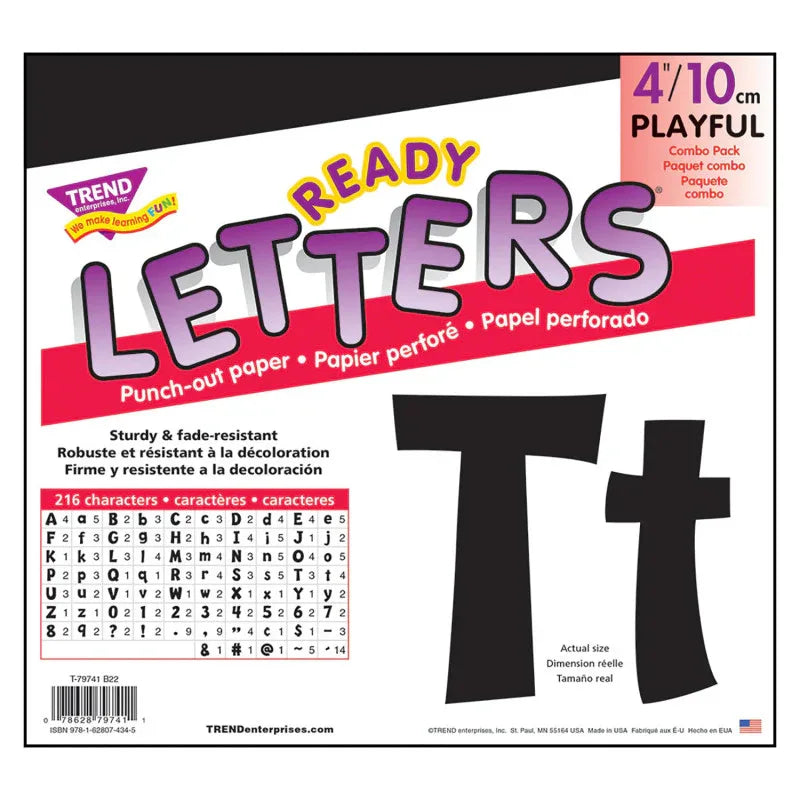 Black 4-Inch Playful Uppercase/Lowercase Combo Pack (EN/SP) Ready Letters&reg;