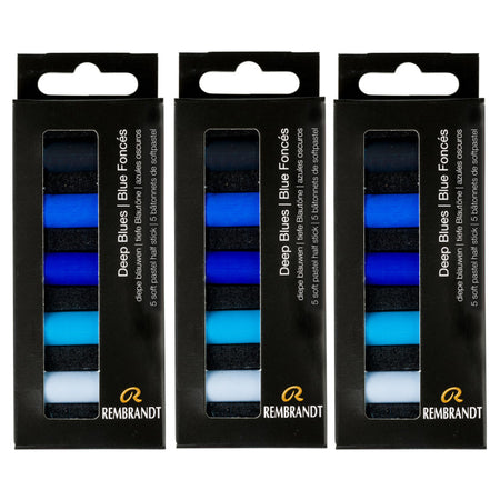 Soft Pastels Micro Sets, Deep Blues Per Set, 5 Half Sticks, 3 Sets