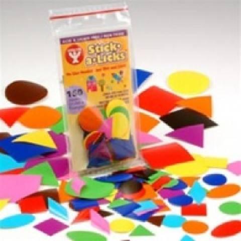 Hygloss Gummed Paper Shape Stick-A-Licks 1" assorted Shapes , 300 Per Pack (310)