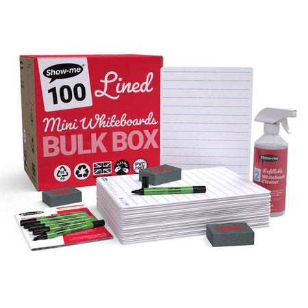 Bulk Box of 100 x A4 Lined/Plain Lapboards, with Pens, Erasers, Cleaner