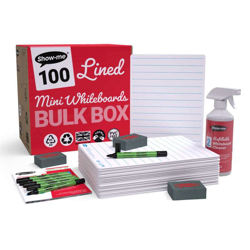 Bulk Box of 100 x A4 Lined/Plain Lapboards, with Pens, Erasers, Cleaner