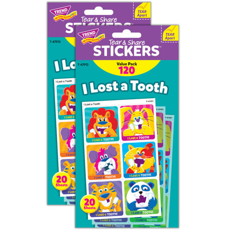 I Lost A Tooth Tear & Share Stickers&reg; Value Pack, 120 Per Pack, 2 Packs