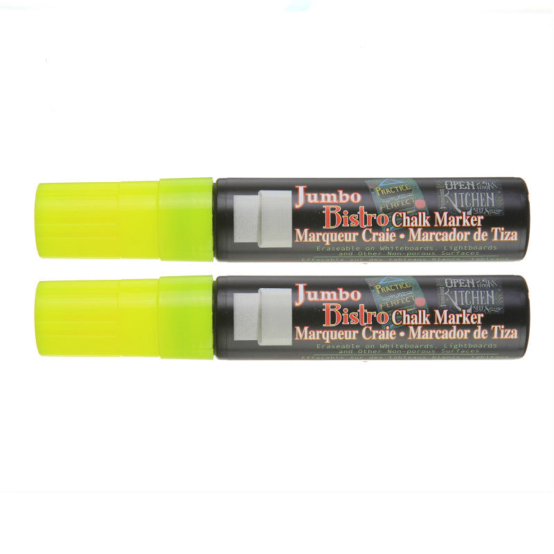 Jumbo Bistro Chalk Marker, 481-S, Fluorescent Yellow, Set of 2