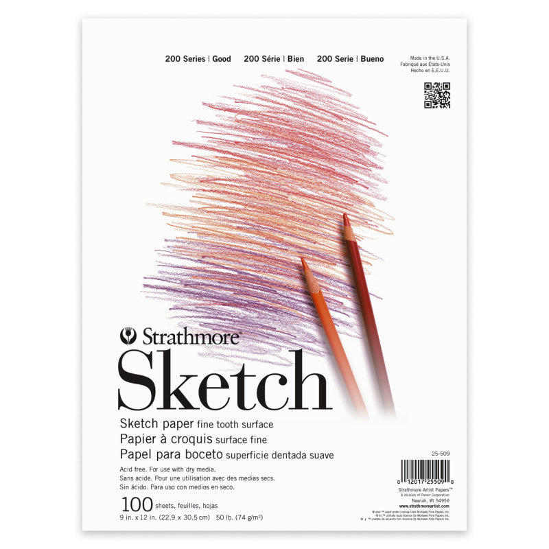 200 Series Sketch Pad, Tape Binding, 100 Sheet, 9x12 inch, 1 Count