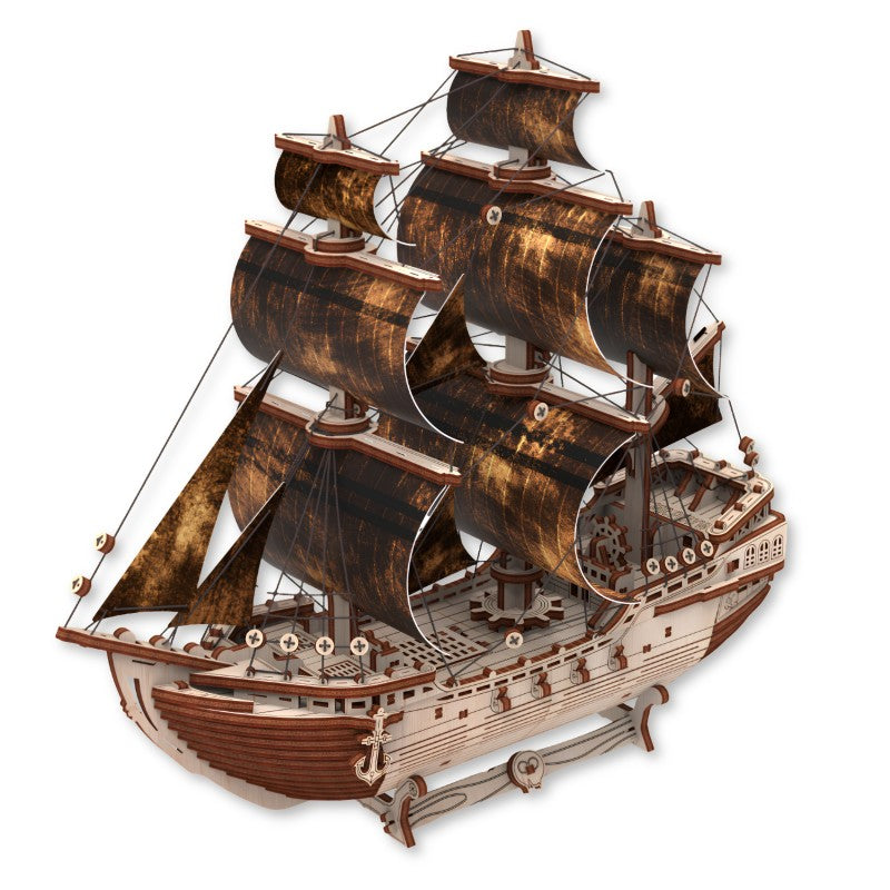 Pirate Ship Wooden Model Kit, 3D Sailing Ship Puzzle, 156 Pieces
