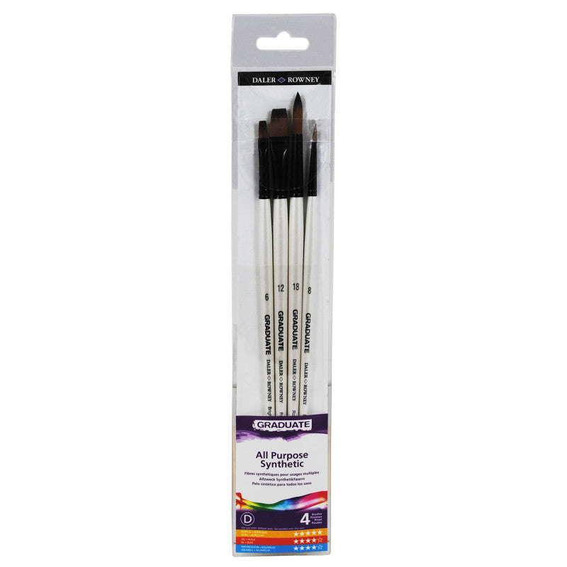 Graduate All Purpose Brush Set, Synthetic, 4 Pieces
