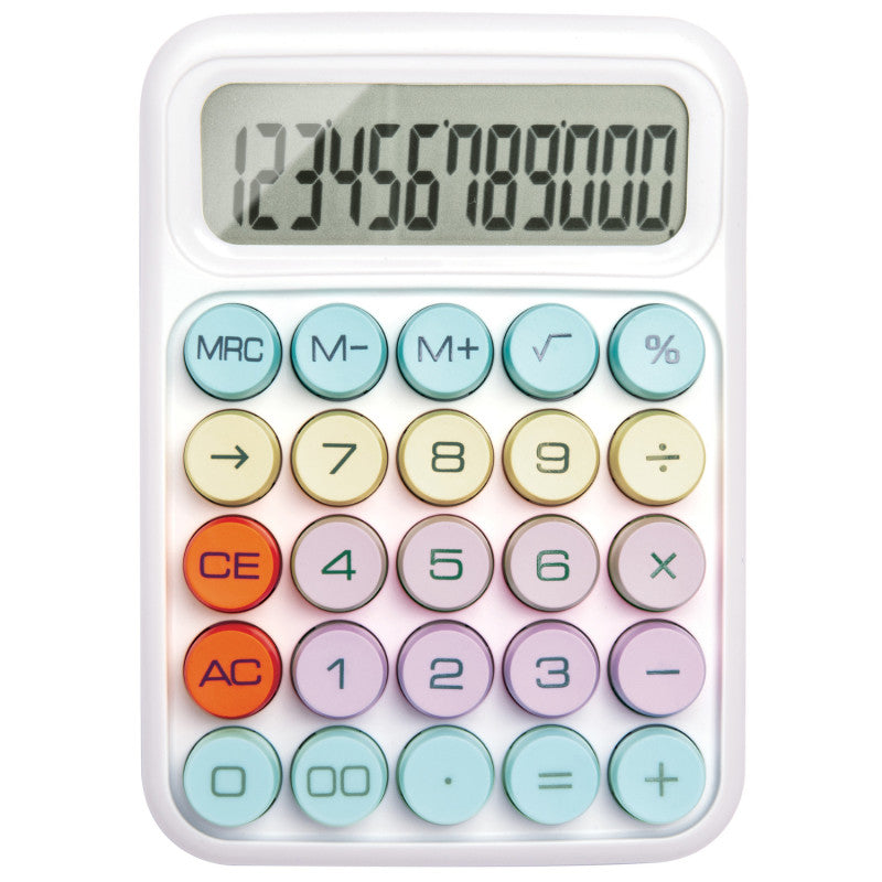 Large-Button Desktop Calculator with Batteries, Pastel Colors, 7.6 x 4.6 Inches