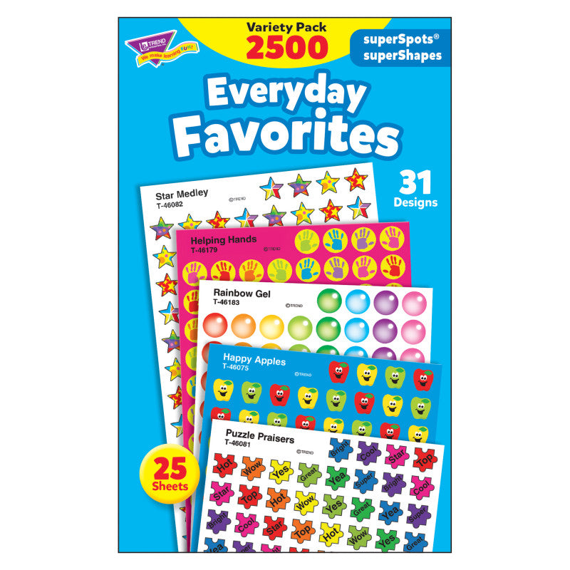 Everyday Favorites superSpots&reg;/superShapes VarPk, 2500 ct