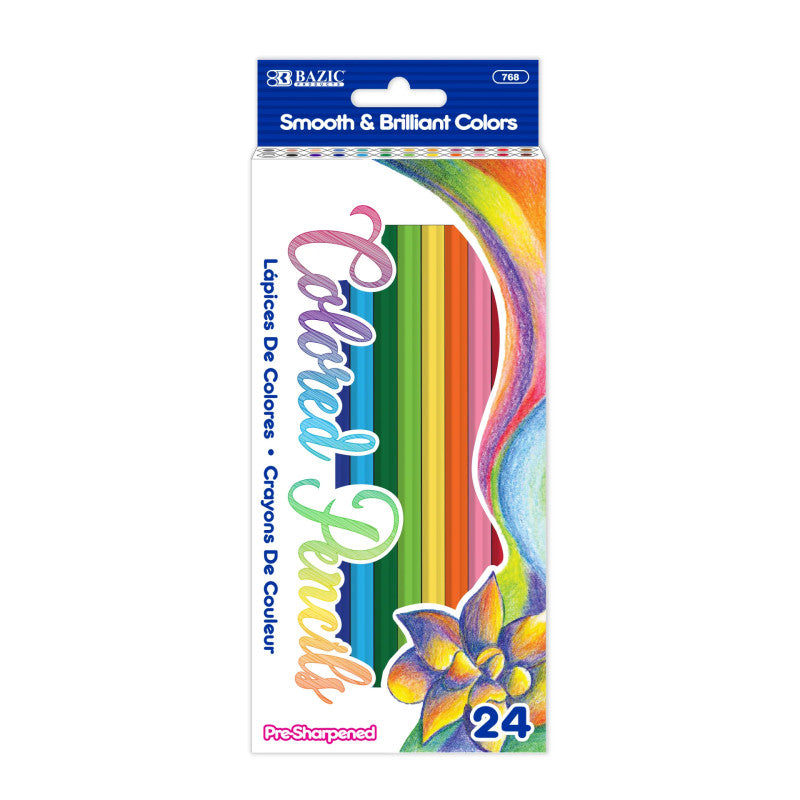 Colored Pencils, Assorted Colors, Pack of 24