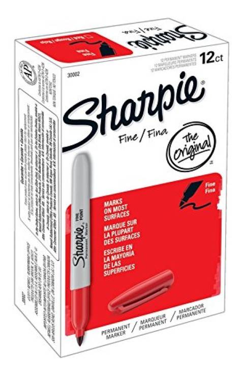 Sharpie Permanent Markers, Fine Point, Red, 30002