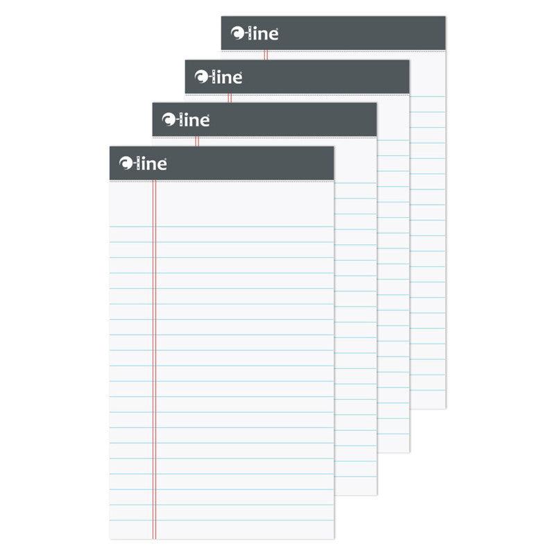 White Legal Pads, 50 Sheets, 5" x 8", 4-Pack