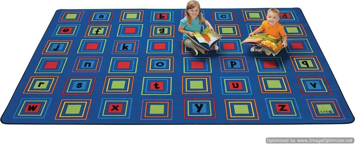 Kids Literacy Squares Primary Carpet 6' x 9'
