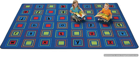 Kids Literacy Squares Primary Carpet 8' x 12'
