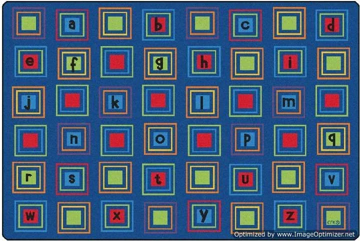 Kids Literacy Squares Primary Carpet 6' x 9'