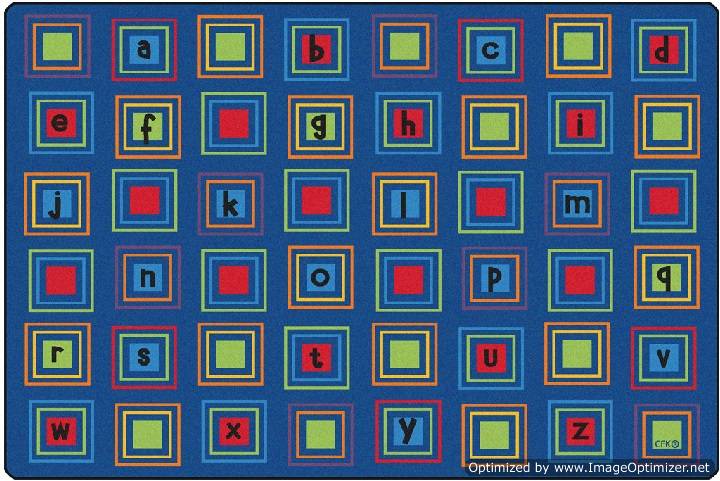 Kids Literacy Squares Primary Carpet 8' x 12'