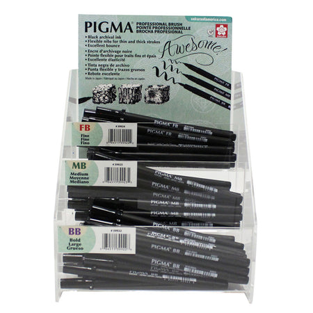 Pigma Professional Brush Pen, Assorted Sizes, 72-Pack