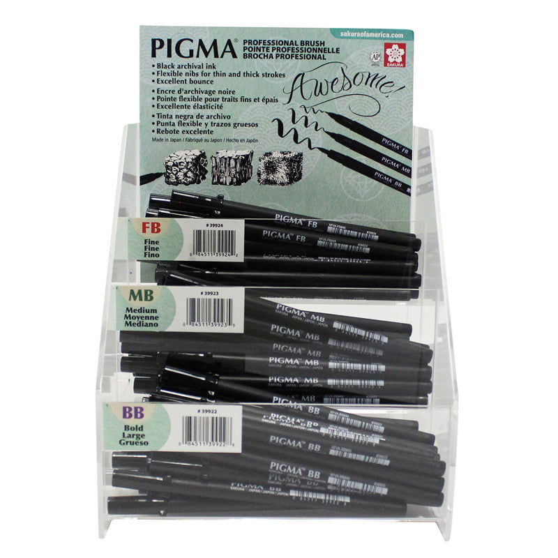 Pigma Professional Brush Pen, Assorted Sizes, 72-Pack