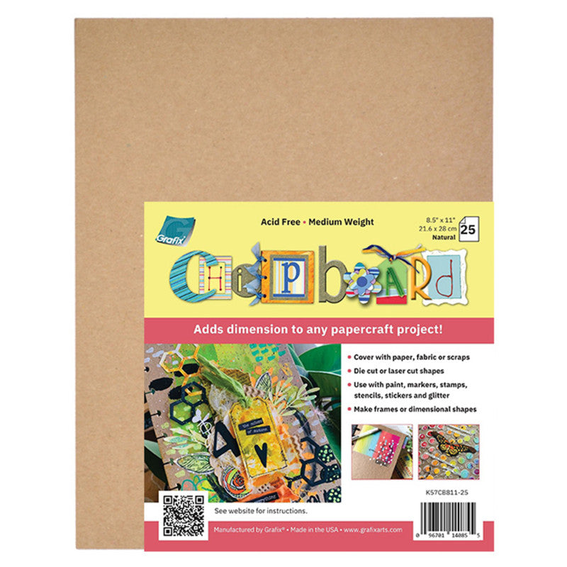 Natural Medium Chipboard, 8.5" x 11", 25-Pack