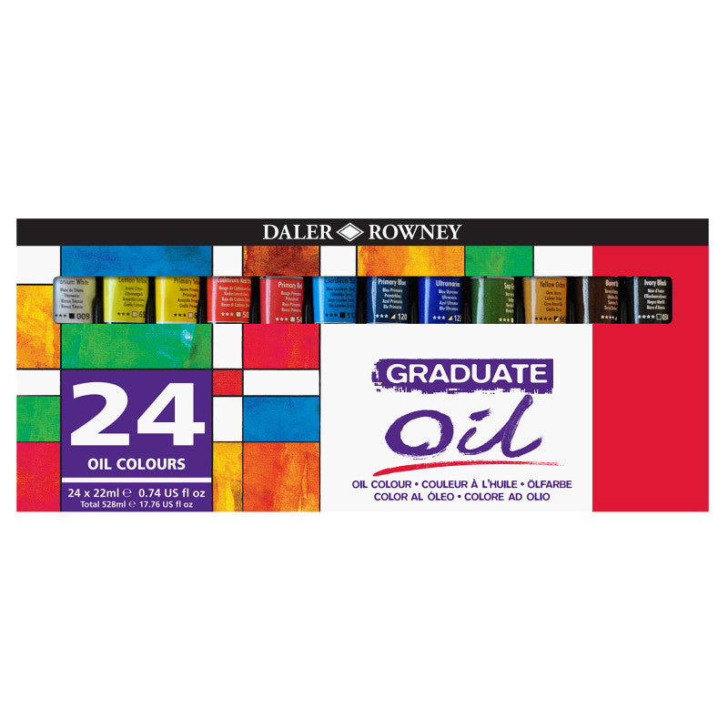 Graduate Oil Paint Set, Assorted Colors, 22ml, 24 Pieces