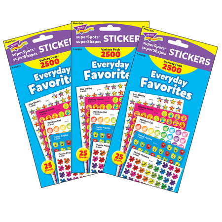 Everyday Favorites superSpots&reg;/superShapes Variety Pack, 2500 Per Pack, 3 Packs