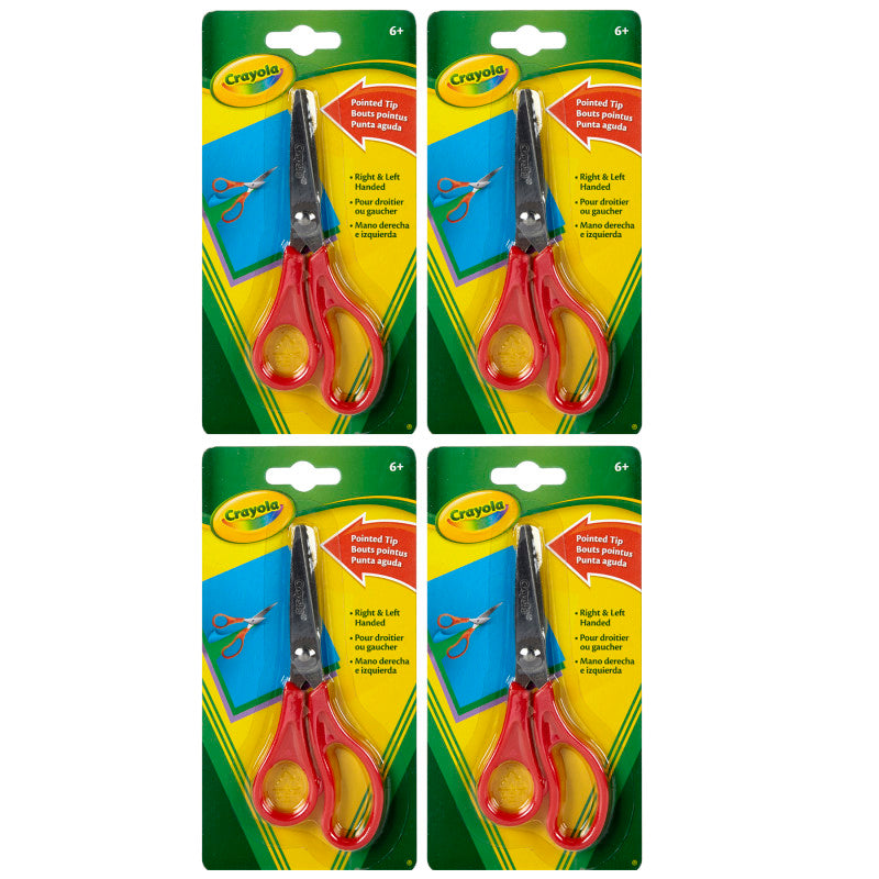 Pointed Tip Kids Scissors with Metal Blades, Set of 4