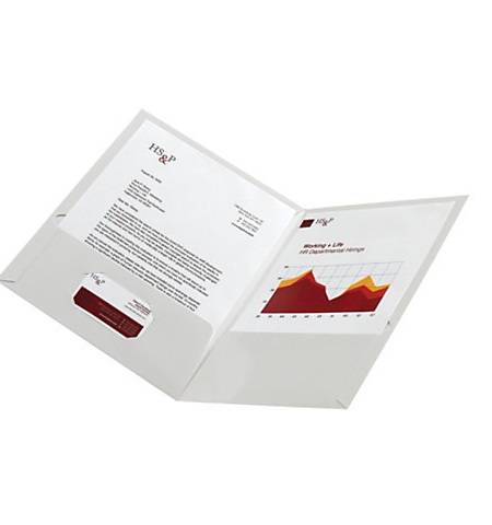 Laminated Twin-Pocket Portfolios, White , 8 1/2" x 11" Pack Of 25