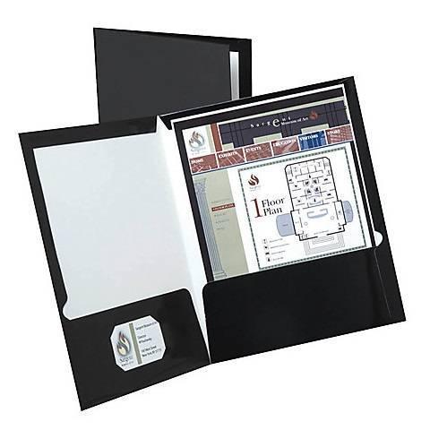 Laminated Twin-Pocket Portfolios, Assorted Colors , 8 1/2" x 11" Pack of 25
