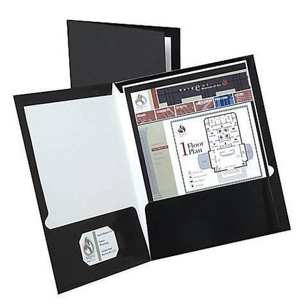 Laminated Twin-Pocket Portfolios, Assorted Colors , 8 1/2" x 11" Pack of 25