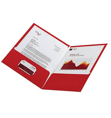 Laminated Twin-Pocket Portfolios, Red , 8 1/2" x 11" Pack Of 25