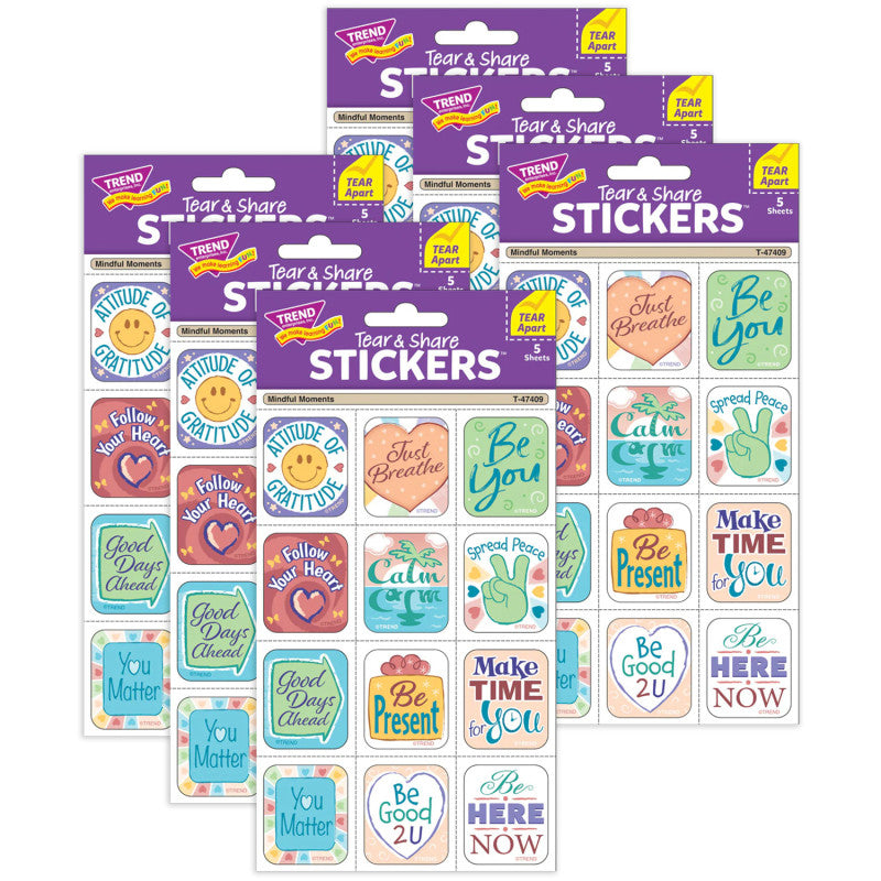 Mindful Moments Tear & Share Stickers&trade;, 60 Per Pack, 6 Packs