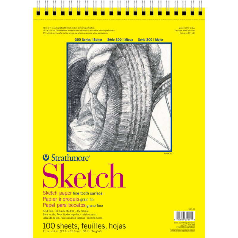 300 Series Sketch Pad, Side Wire Binding, 100 Sheets, 11x14 inch