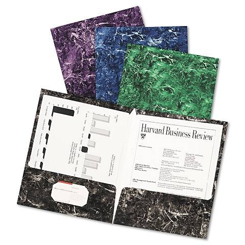 Marble Portfolios Twin Pocket Folders , 12 1/2" x 9 1/2" 3 hole punched