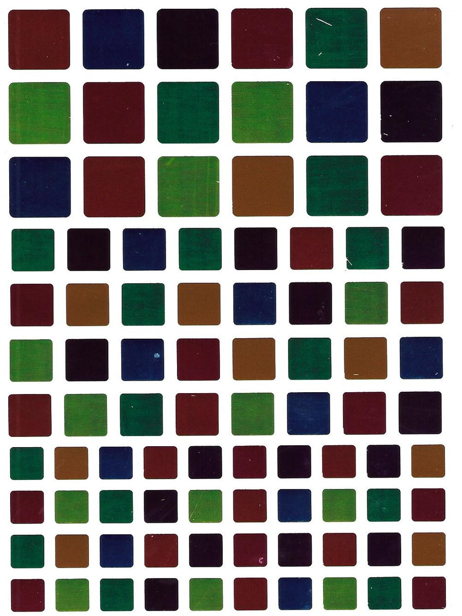Metallic colored Squares Stickers Assorted Sizes  & Colors - Small - 25 sheets